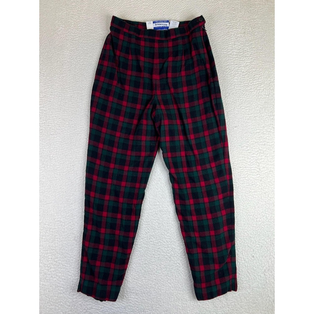 Vintage Pendleton Womens 10 Red Plaid Wool Lined Pleated Dress Pants USA Made‎